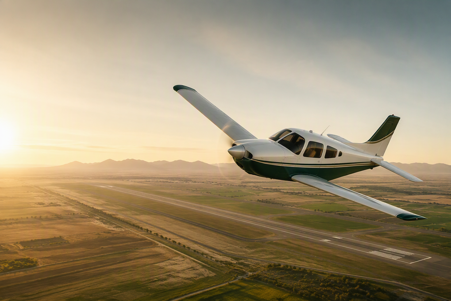 Light aircraft ready for flight